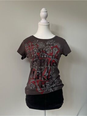 Ransom "My Boyfriend Bites" Graphic Sparkle Baby Tee - Medium